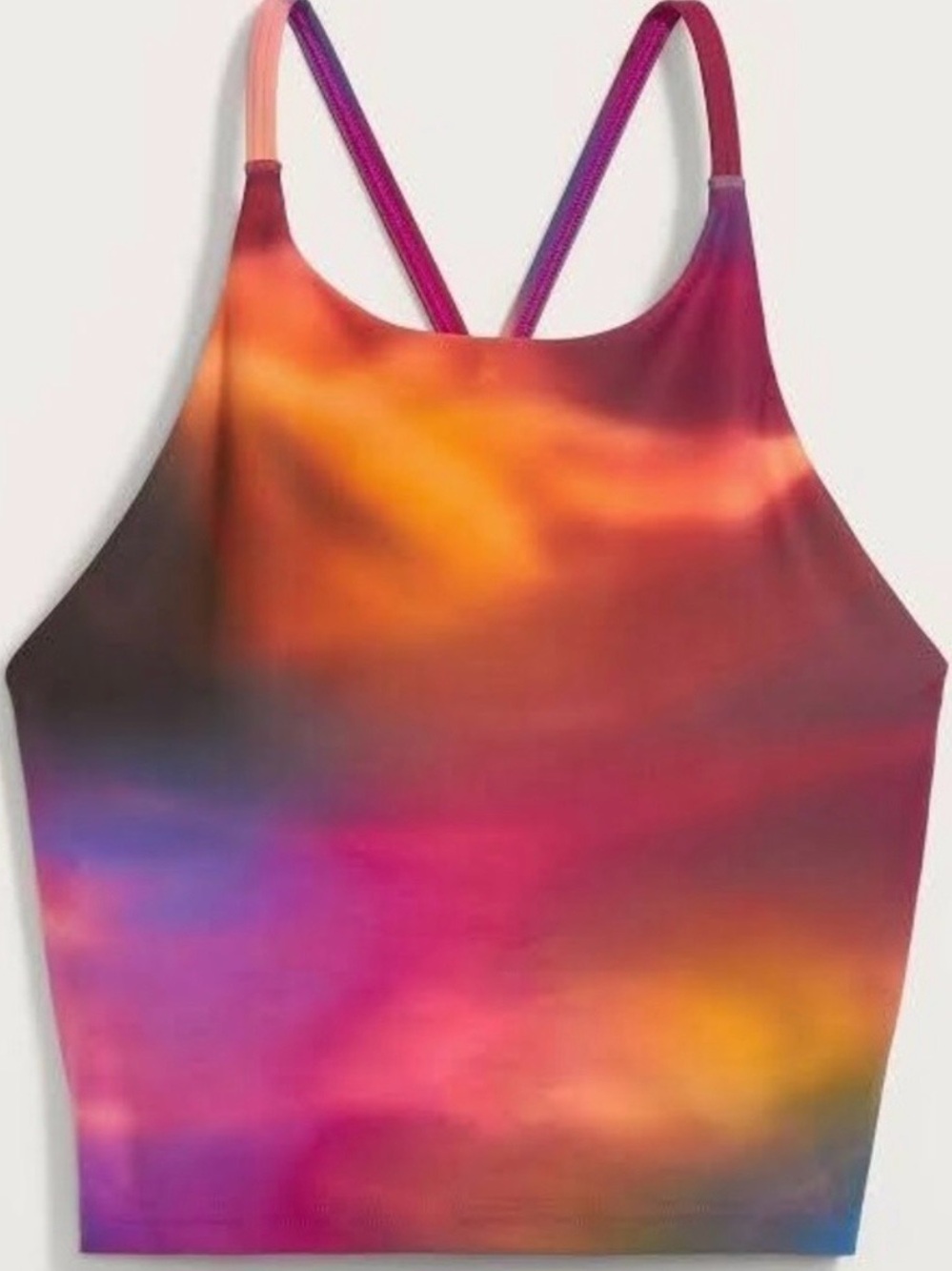 Old Navy Sunset Ombre Strappy Crop Cami - Pink, Orange, Purple Sz M active wear
